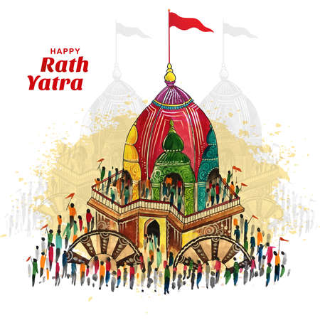 illustration of lord jagannath rath yatra festival celebration backgroundのイラスト素材