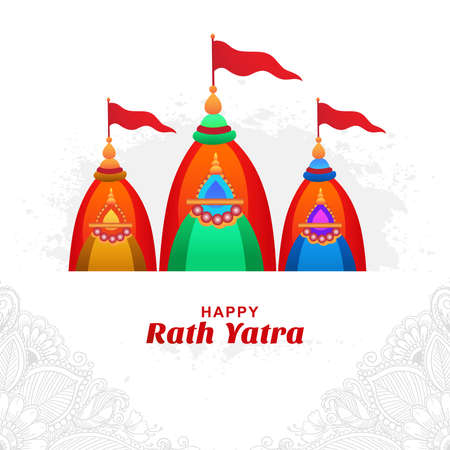 Happy rath yatra festival for lord jagannath puri holiday backgroundのイラスト素材