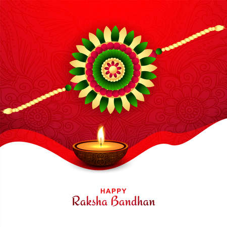 Beautiful decorative rakhi for indian festival raksha bandhan card backgroundのイラスト素材