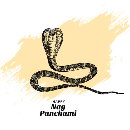 Happy nag panchami indian festival card designのイラスト素材