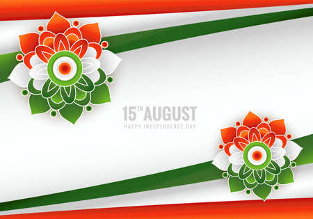 Elegant india independence day background with decorative tricolor mandala design