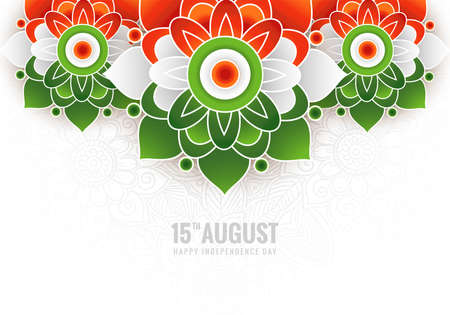 Elegant india independence day background with decorative tricolor mandala designのイラスト素材