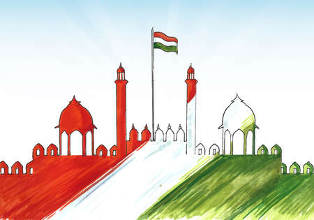 India independence day celebration on 15 august with lal kila bacground