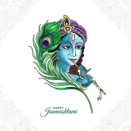 Indian hindu festival of janmashtami celebration card backgroundのイラスト素材
