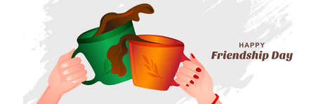 Friendship day background with coffee cup illustration banner backgroundのイラスト素材