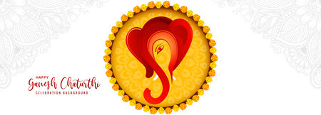 Traditional happy ganesh chaturthi festival celebration banner backgroundのイラスト素材