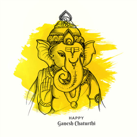 Modern artistic happy ganesh chaturthi festival card backgroundのイラスト素材
