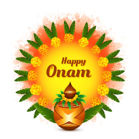 Happy onam south indian festival holiday backgroundのイラスト素材