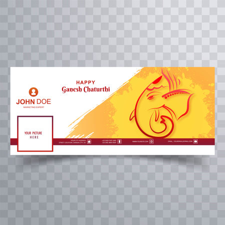 Indian festival happy ganesh chaturthi cover designのイラスト素材
