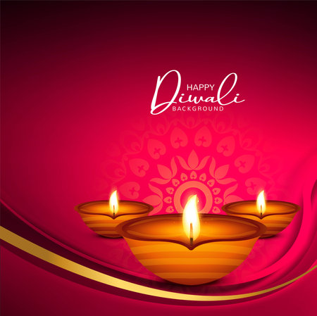Beautiful shiny happy diwali three diya colorful hindu festival backgroundのイラスト素材