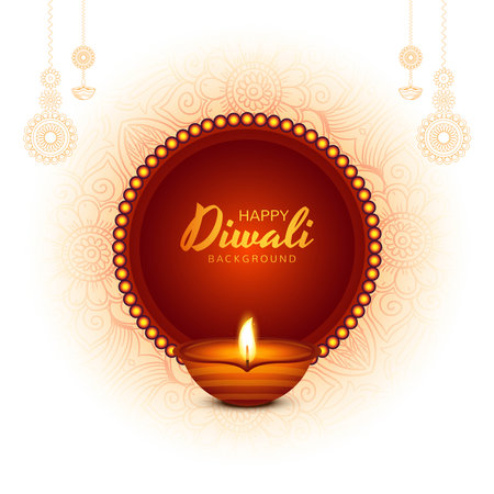 Ilustración de Tradtional happy diwali festival background with lamps design - Imagen libre de derechos