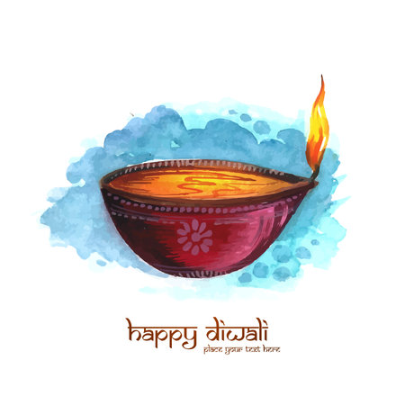 Happy diwali holiday background for watercolor diya festival designのイラスト素材