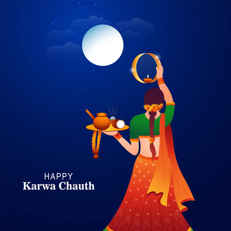 Indian festival happy karwa chauth celebration backgroundのイラスト素材