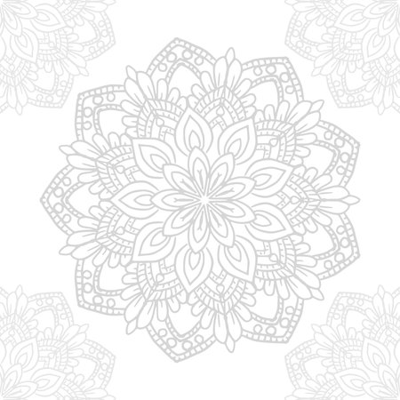 Decorative gray mandala on white backgroundのイラスト素材