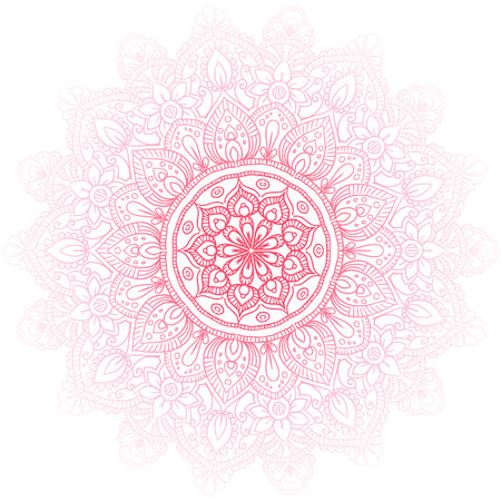 Decorative pink mandala on white backgroundのイラスト素材