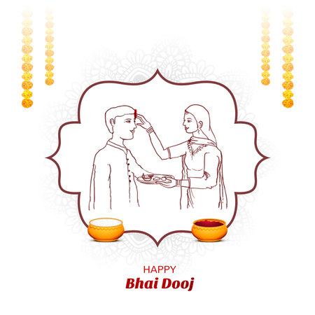 Happy bhai dooj beautiful illustration in indian celebration backgroundのイラスト素材