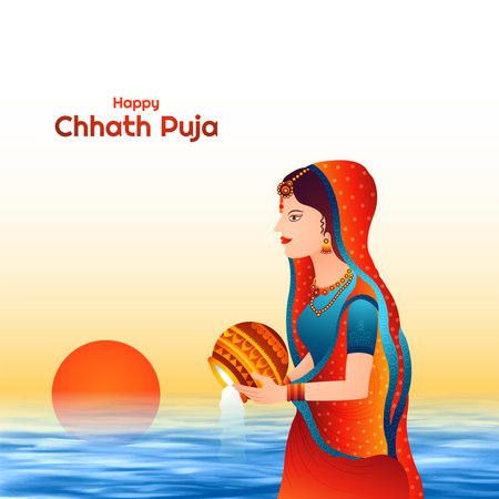Innovative happy chhath Puja festival card backgroundのイラスト素材