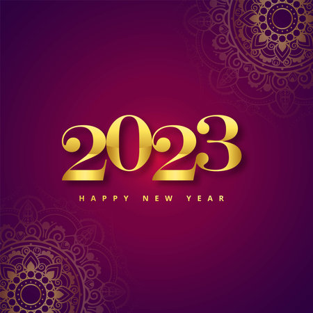 Happy new year golden text 2023 celebration card background