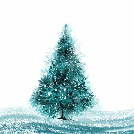 Merry christmas leaf tree holiday card backgroundのイラスト素材