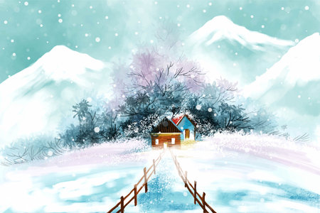 Landscape for winter and new year holidays christmas card backgroundのイラスト素材