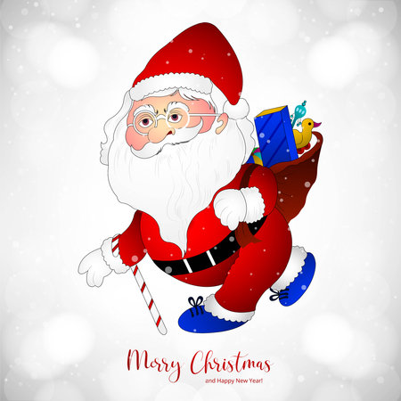 Merry christmas and happy new year greeting card with santa claus winter backgroundのイラスト素材