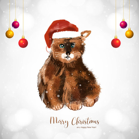 Merry christmas and happy new year greeting card cute dog backgroundのイラスト素材