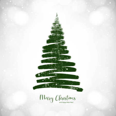 Hand drawn christmas tree on white backgroundのイラスト素材
