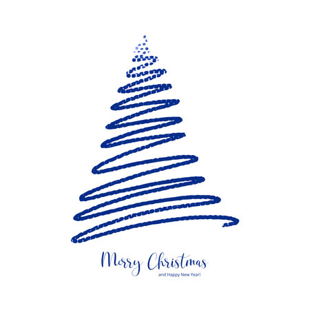 Hand drawn christmas tree on white backgroundのイラスト素材