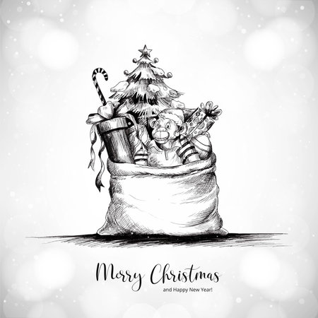 Hand draw sketch merry christmas card backgroundのイラスト素材