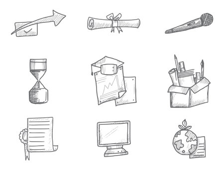 Hand draw doodle sketch icon set designのイラスト素材