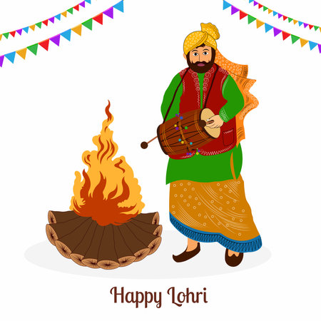 Happy lohri festival of punjab india backgroundのイラスト素材