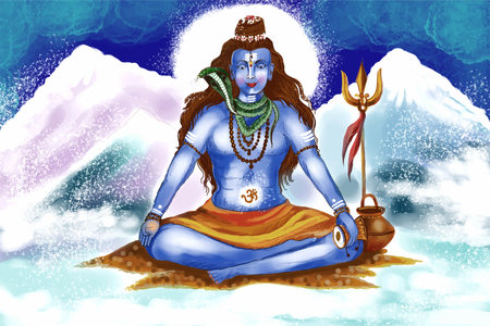 Hindu lord shiva for indian god maha shivratri card background