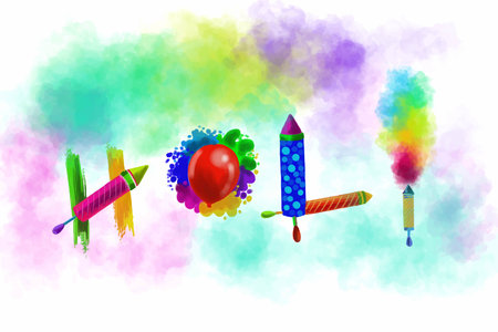 Indian holi traditional festival of colors card backgroundのイラスト素材