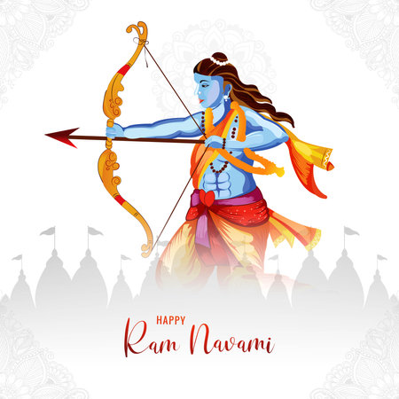 Lord shree ram navami festival wishes card backgroundのイラスト素材