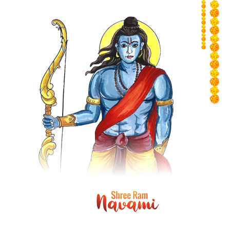 Lord shree ram navami festival wishes card backgroundのイラスト素材