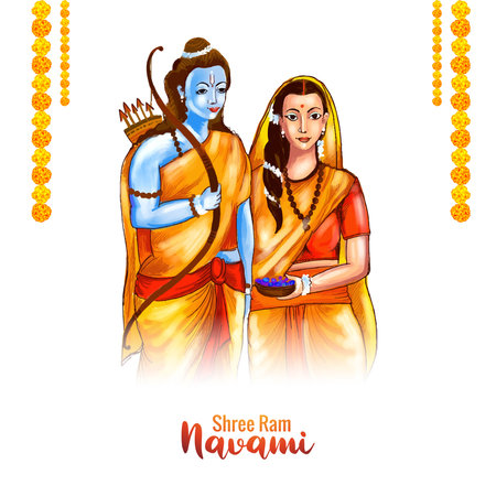 Lord shree ram navami festival wishes card backgroundのイラスト素材