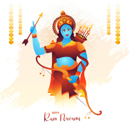 Lord rama shree ram navami festival wishes card celebration backgroundのイラスト素材