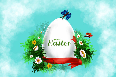 Realistic happy easter day card backgroundのイラスト素材