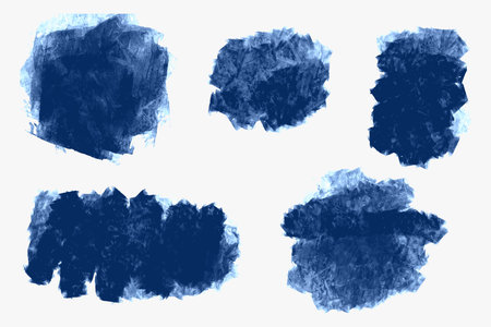 Modern blue brush stroke set watercolor designのイラスト素材
