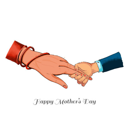 Happy mothers day for woman and child hand holding card backgroundのイラスト素材