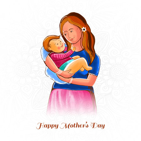 Beautiful mothers day for woman and child love card backgroundのイラスト素材