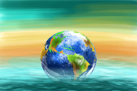 Illustration of a happy earth day environment concept card backgroundのイラスト素材