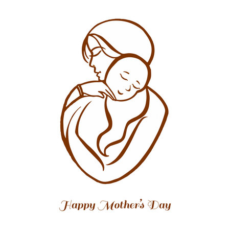 Beautiful mother and baby silhouette designのイラスト素材