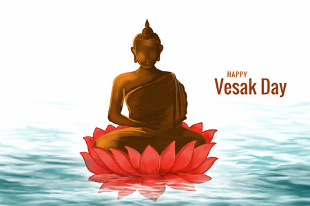 Happy vesak day or buddha purnima card backgroundのイラスト素材