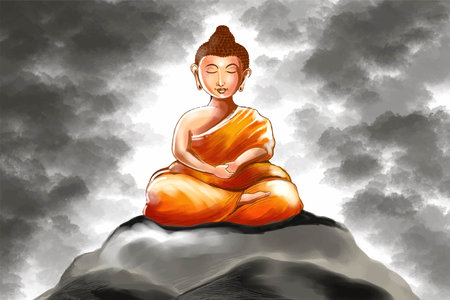 Happy vesak day traditional greeting card backgroundのイラスト素材