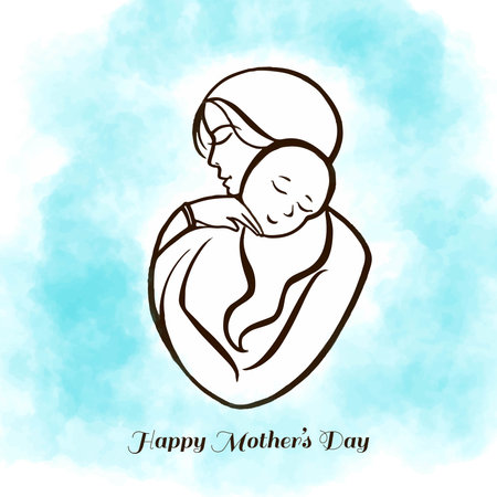 Beautiful mother and baby silhouette designのイラスト素材