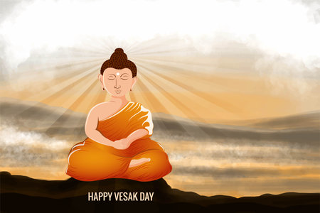 Happy vesak day buddha purnima wishes greeting card backgroundのイラスト素材