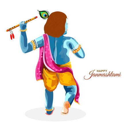 Colorful religious krishna janmashtami card backgroundのイラスト素材
