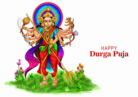 Happy durga puja india festival holiday card illustration backgroundのイラスト素材