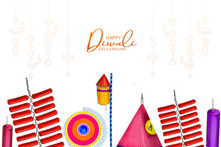 Happy diwali decorative fire cracker celebration card designのイラスト素材